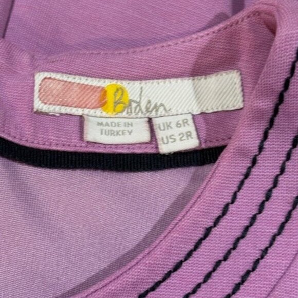 Boden Purple Fitted Ponte Short Sleeve Crew Neck Dress with Stitch Detailing - Picture 13 of 13